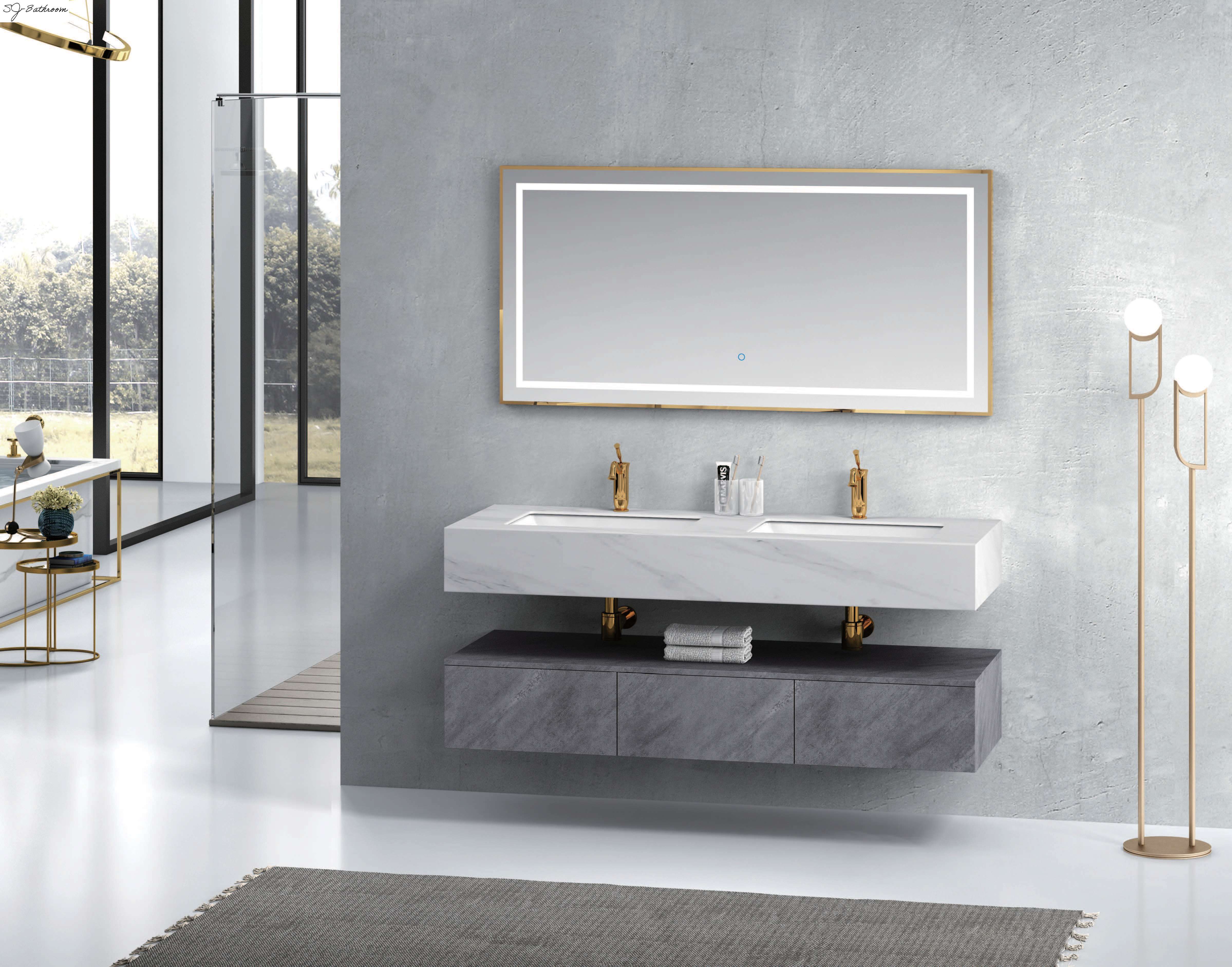 New double basin modern bathroom cabinet furniture SJ-2044