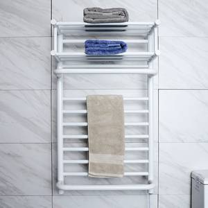 9048（white）Most Popular SS304 Bathroom Towel Racks With Shelf Style