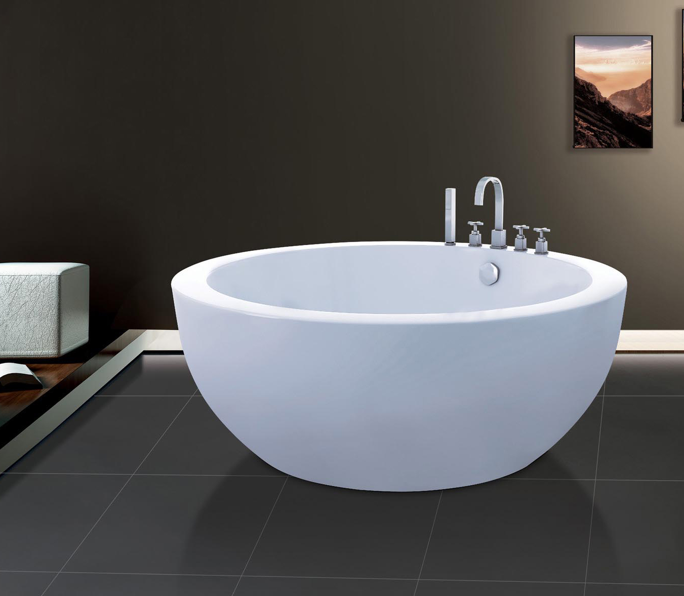 SJ-1005 Round Freestanding Simple Modern Bathtub