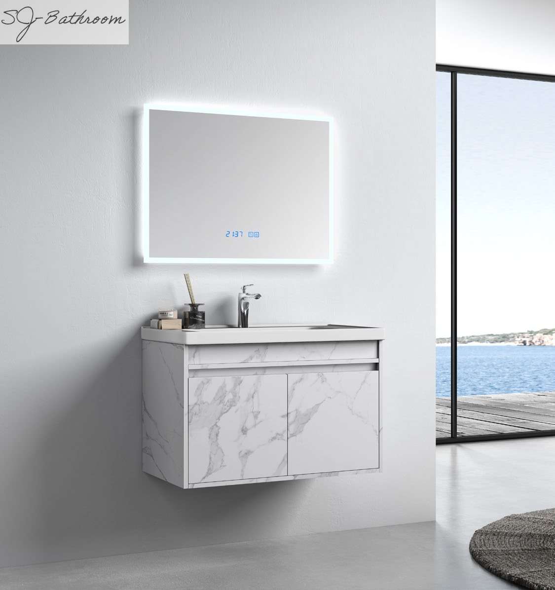 SJ-NPD19 hot selling calacatta modern bathroom cabinet vanity furniture